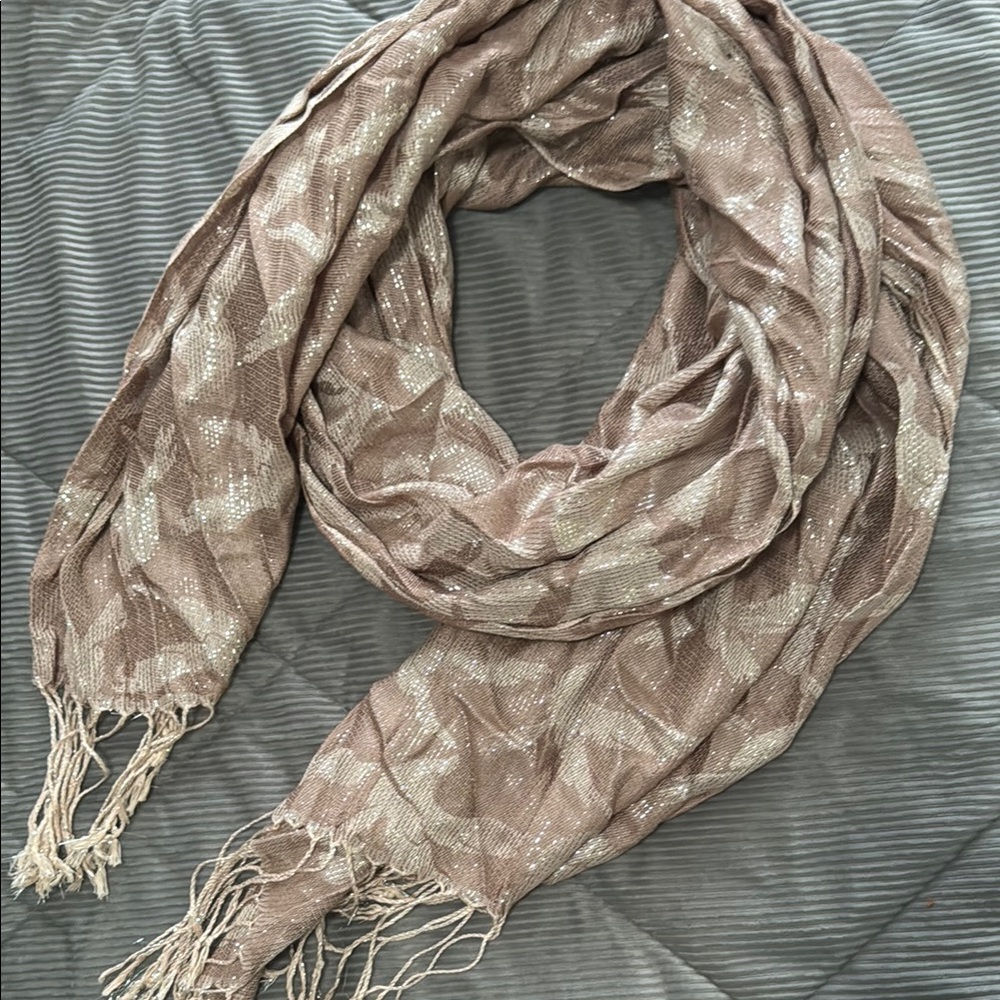 Charlotte Russe Shimmering Beige and Cream Scarf